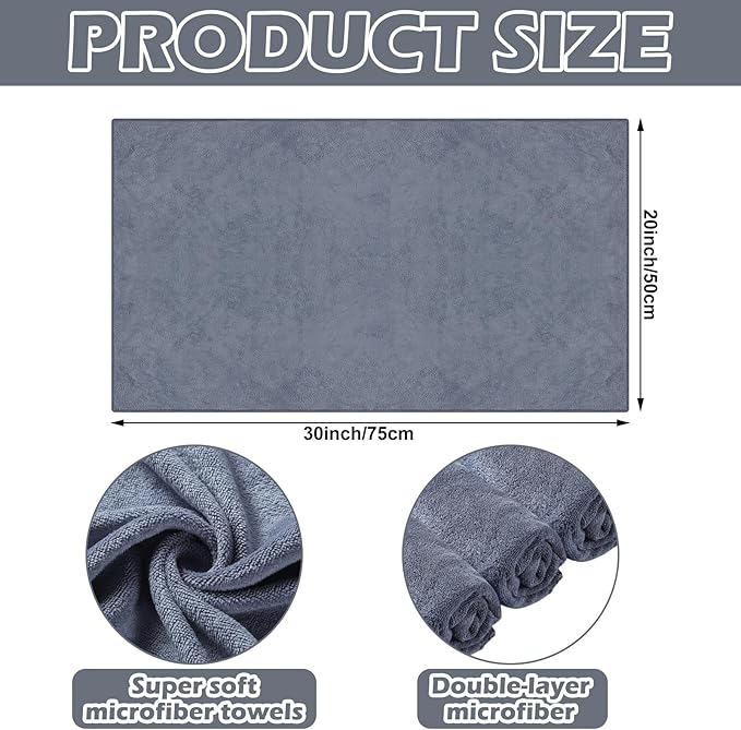 10 Pcs Extra Large Microfiber Cleaning Cloth 30" x 20" Large Floor Microfiber Towel Reusable Washable Free Lint Free Cloth Rag for Squeegee Mop Floor Window Housekeeping (White, Gray)