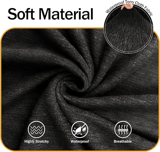 Waterproof Stretch Spandex Loveseat Couch Cover - Non-Slip Soft Sofa Slipcover with Elastic Bottom, Washable Leakproof Furniture Protector for Kids, Pets, Dogs & Cats (Loveseat, Black)