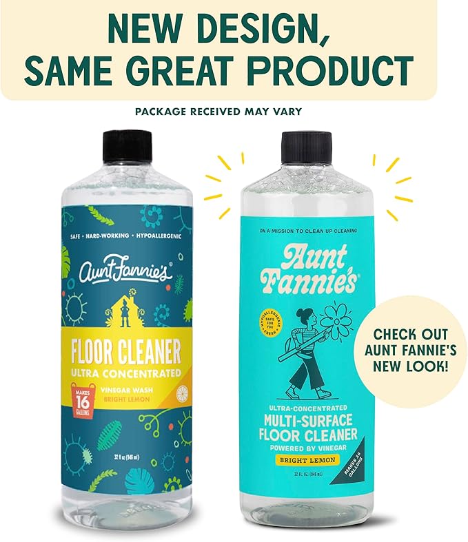 Aunt Fannie's Bundle: Floor Cleaner Vinegar Wash (Bright Lemon) + Vinegar Cleaning Wipes (Bright Lemon)