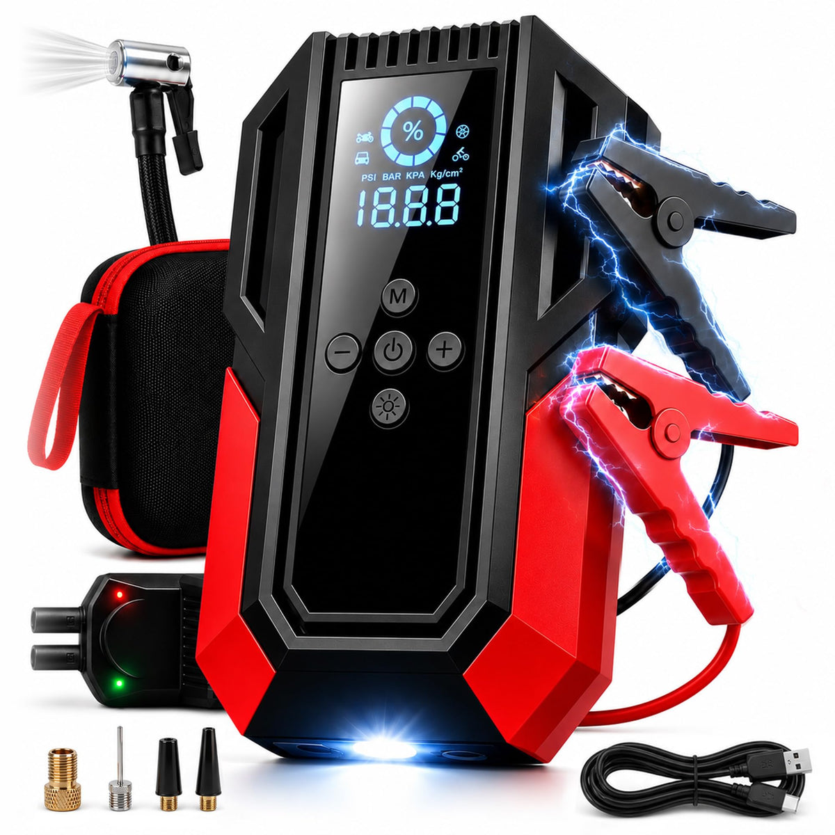 All-in-One Jump Starter with Air Compressor, 10000mAh Car - Image 1