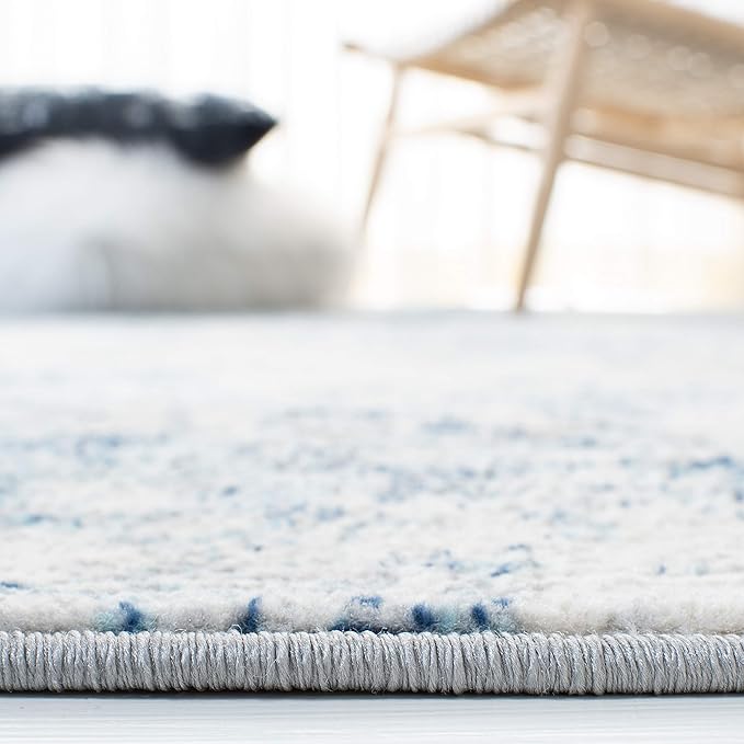 SAFAVIEH Brentwood Collection Runner Rug - 2' x 16', Ivory & Navy, Modern Abstract Design, Non-Shedding & Easy Care, Ideal for High Traffic Areas in Living Room, Bedroom (BNT822B)