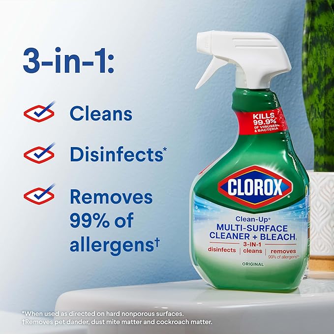 Clorox Clean-Up Multi-Surface Cleaner with Bleach, 32 Fl Oz Ea, Pack of 3 (Pack May Vary)