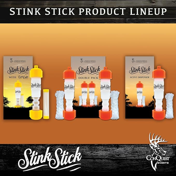 Conquest Scents Stink Stick – Orange Double Pack | Scent Dispenser with Fiberglass Wick for Liquid Hunting Scents or Wax Tubes | Leak-proof Yardage Markers and Hanging Scent Tools for Deer Hunting