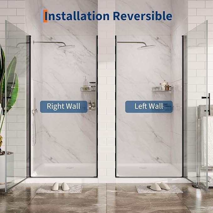 72 x 34 Inch Shower Doors with 1/4" (6mm) Tempered Glass, Single Shower Door, Easy Installation for Modern Bathroom
