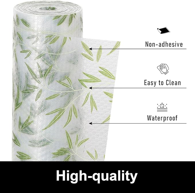 Cooyes Shelf Liner Drawer Liners, Shelf Liners for Kitchen Cabinets, Non Adhesive Cabinet Liner, EVA Waterproof Non-Slip Refrigerator Liners for Kitchen, Drawer（17.5" W x 360" L）