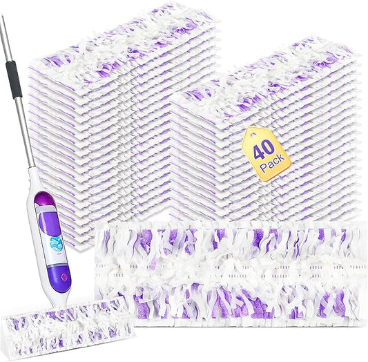 40 Pack Disposable Refill Pads for Power Mop™ Multi-Surface and for PowerMop™ Wood Mop, Repalcement Spray Mopping Pads for All Safe Floors