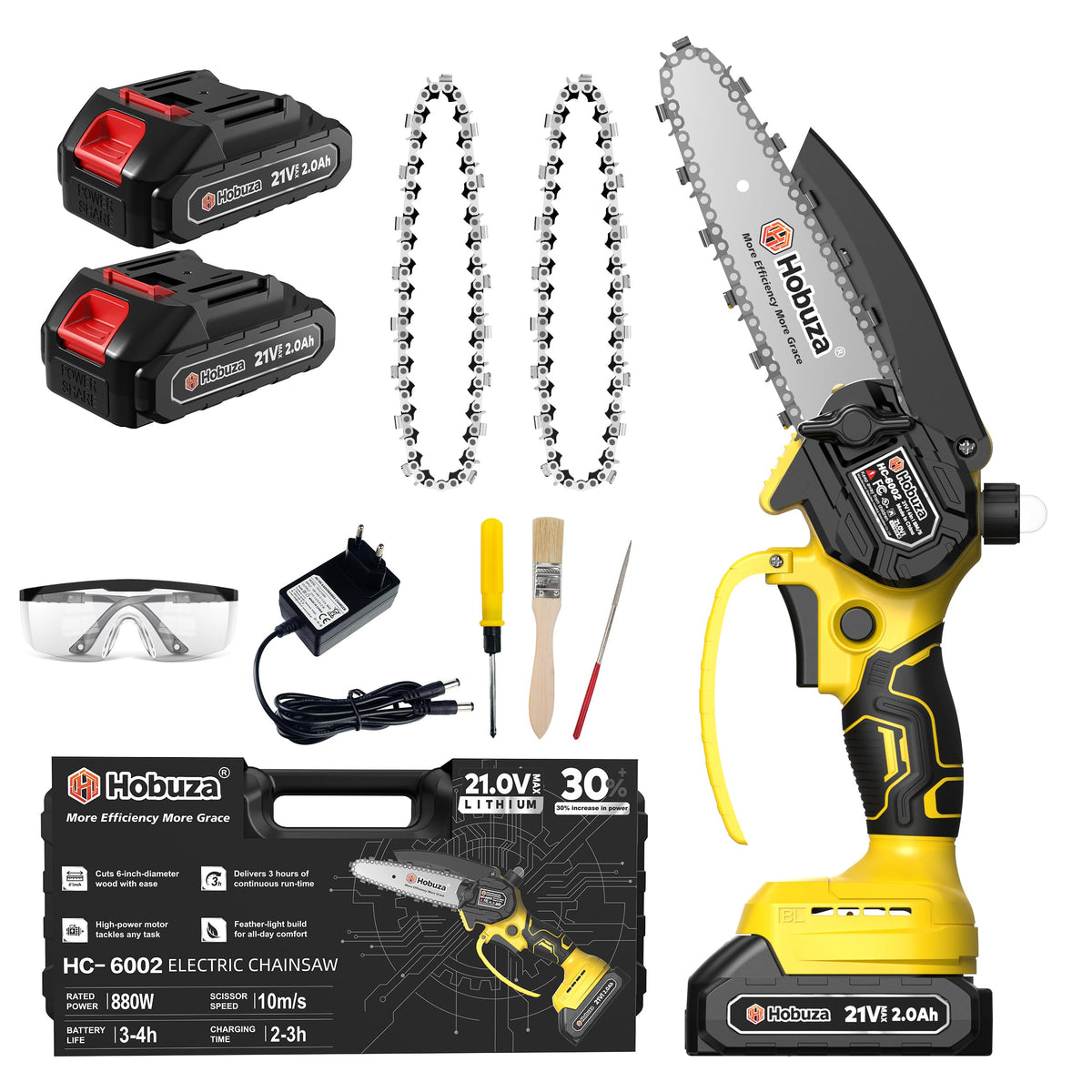 HOBUZA 6 Inch Brushless Mini Chainsaw, Lightweight - Image 1