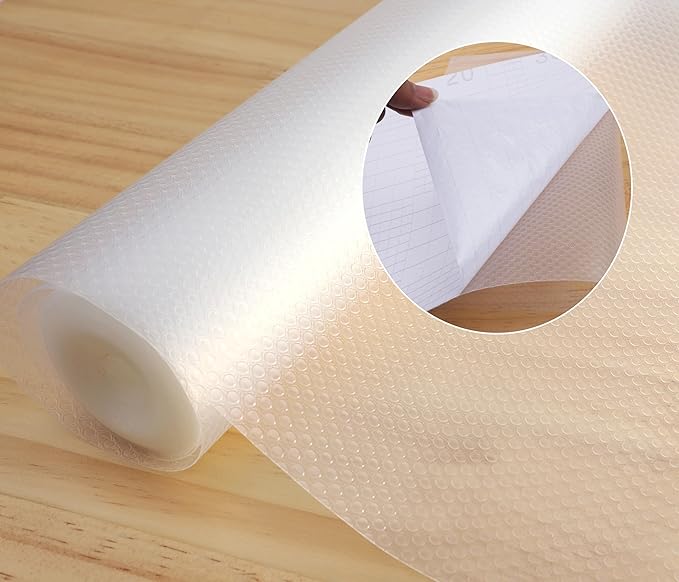 Shelf Liner with Adhesive Cabinet Drawer Liners Peel and Stick 24 in X 20 Ft Non-Slip Waterproof Kitchen Cupboard Drawer Mat for Pantry Shelves Closet Bathroom Refrigerator Liner Removable