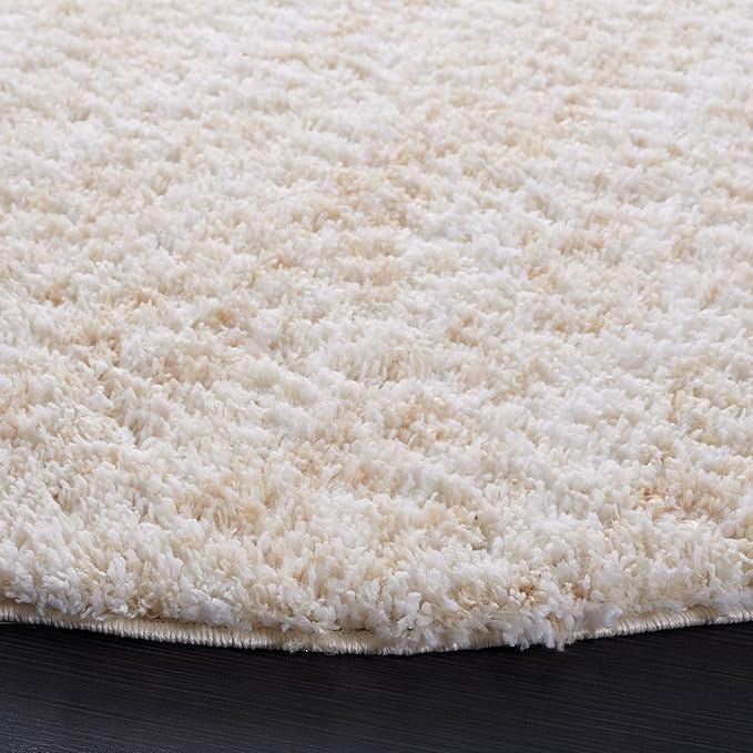 SAFAVIEH Berber Shag Collection Accent Rug - 4' Round, Ivory & Beige, Modern Design, Non-Shedding & Easy Care, 1.2-inch Thick, Ideal for The Living Room, Bedroom, Dining Room (BER563A-4R)