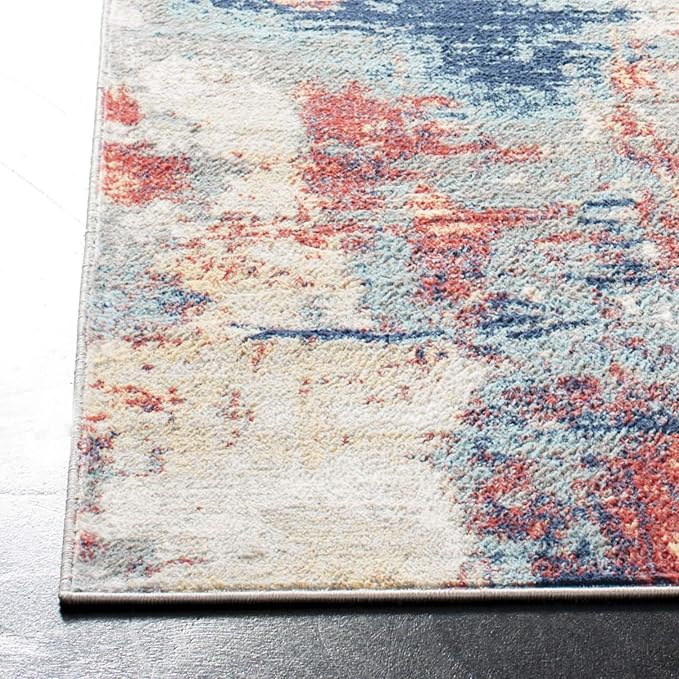 SAFAVIEH Jasper Collection Runner Rug - 2' x 12', Grey & Red, Modern Abstract Design, Non-Shedding & Easy Care, Ideal for High Traffic Areas in Living Room, Bedroom (JSP101C)
