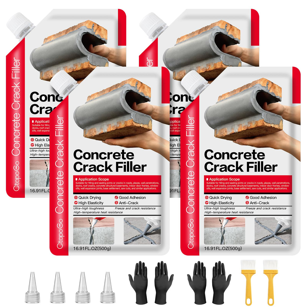 Concrete Crack Filler 4-Pack 4.4LB Grey - Image 1