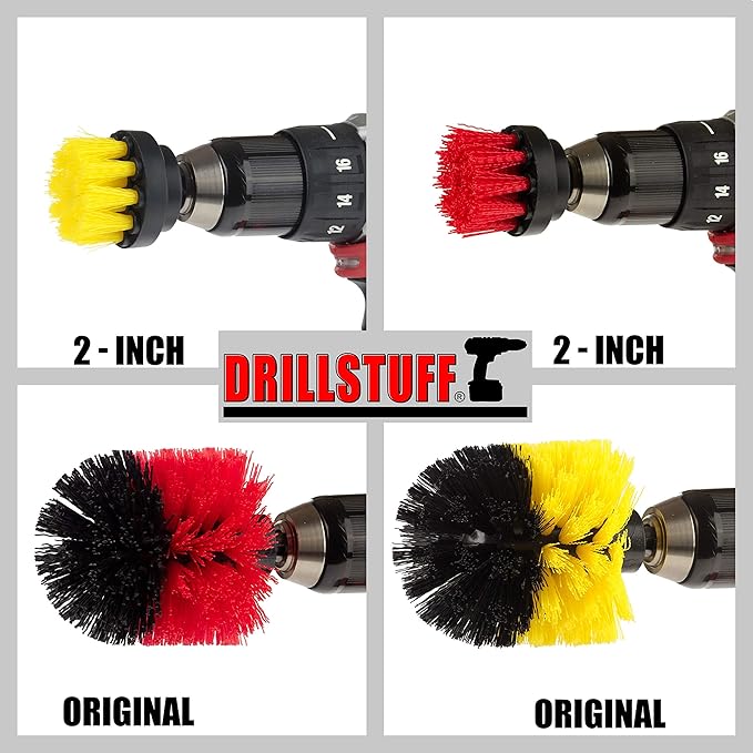 Cleaning Brush Attachments for Cordless Drill - Stiff Bristle Deck Brush - Concrete - Grout Scrub Brush - All Purpose Bathroom Drill Brushes for Cleaning Shower - Bathroom Surfaces - Tub and Tile