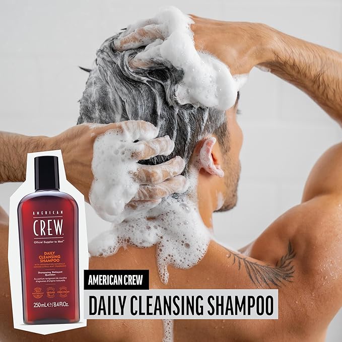 AMERICAN CREW Shampoo for Men,Daily Cleanser,Naturally Derived,Vegan Formula,Citrus Mint Fragrance,33.8 Fl Oz,(Pack of 2)