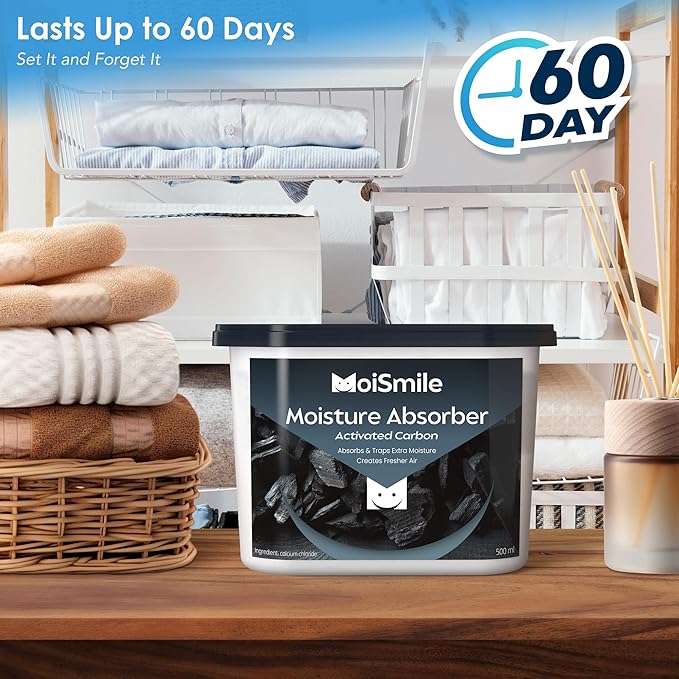 Moisture Absorbers 12 Packs, 10.8OZ Activated Charcoal Efficient Humidity Absorber ＆ Odor Absorber Boxes, Refillable Car Dehumidifier for Closet, Bathroom, Basement＆ RV