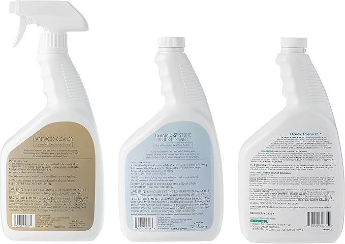 Oreck Orbiter Complete Clean Value Kit, Pack of 3, 32 oz Bottles, Includes Floor Cleaner for Hardwood, Ceramic and Stone, and Soil Release Pretreatment Spray, No Residue, Floor Cleaner Solution Kit