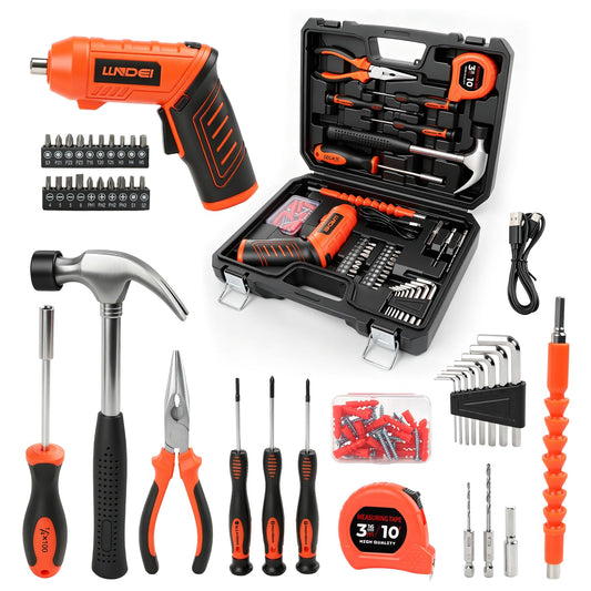 LLNDEI 80pcs Tool Box Set with 3.6V Electric Screwdriver - Image 1