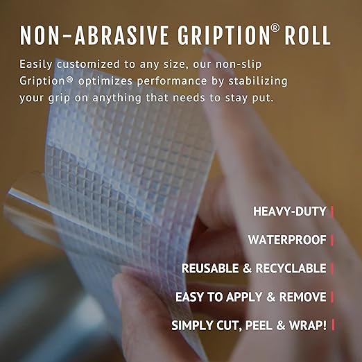 CATTONGUE GRIPS Non-Abrasive Grip Tape Wrap - 1” Thick Heavy-Duty, Waterproof Anti-Slip Tape for Wrapping Tools, Bats, Gym Equipment - Indoor & Outdoor Anti-Slip Solution (Black, 10ft)
