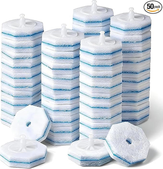Disposable Toilet Wand Refill Compatible with Clorox Toilet Brush, 50 Count Disposable Heads for Deep Cleaning