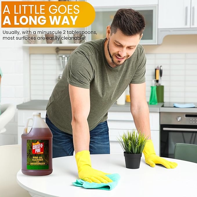 Crest-O-Pine Real Pine Oil Cleaner Concentrate Deodorizer, Multi-Purpose All-Purpose Household Cleaner for Floors, Kitchen, Bathroom, Laundry, Grease & Odor Removal (1, 128 fl oz)