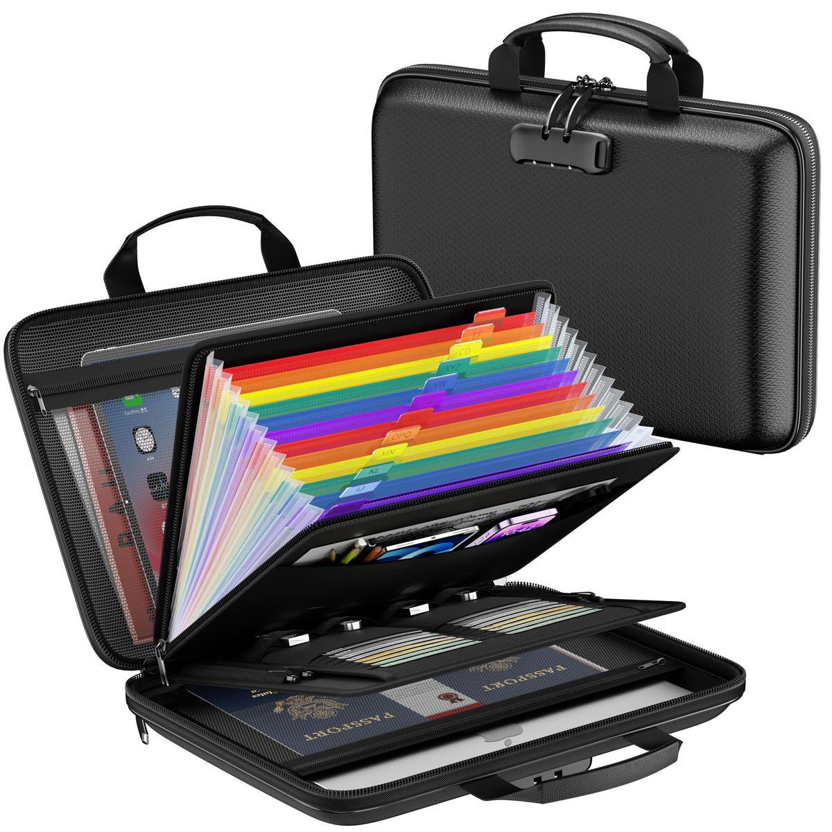 Fireproof File Organizer with Lock, Hard-Shell Document Box - Image 1