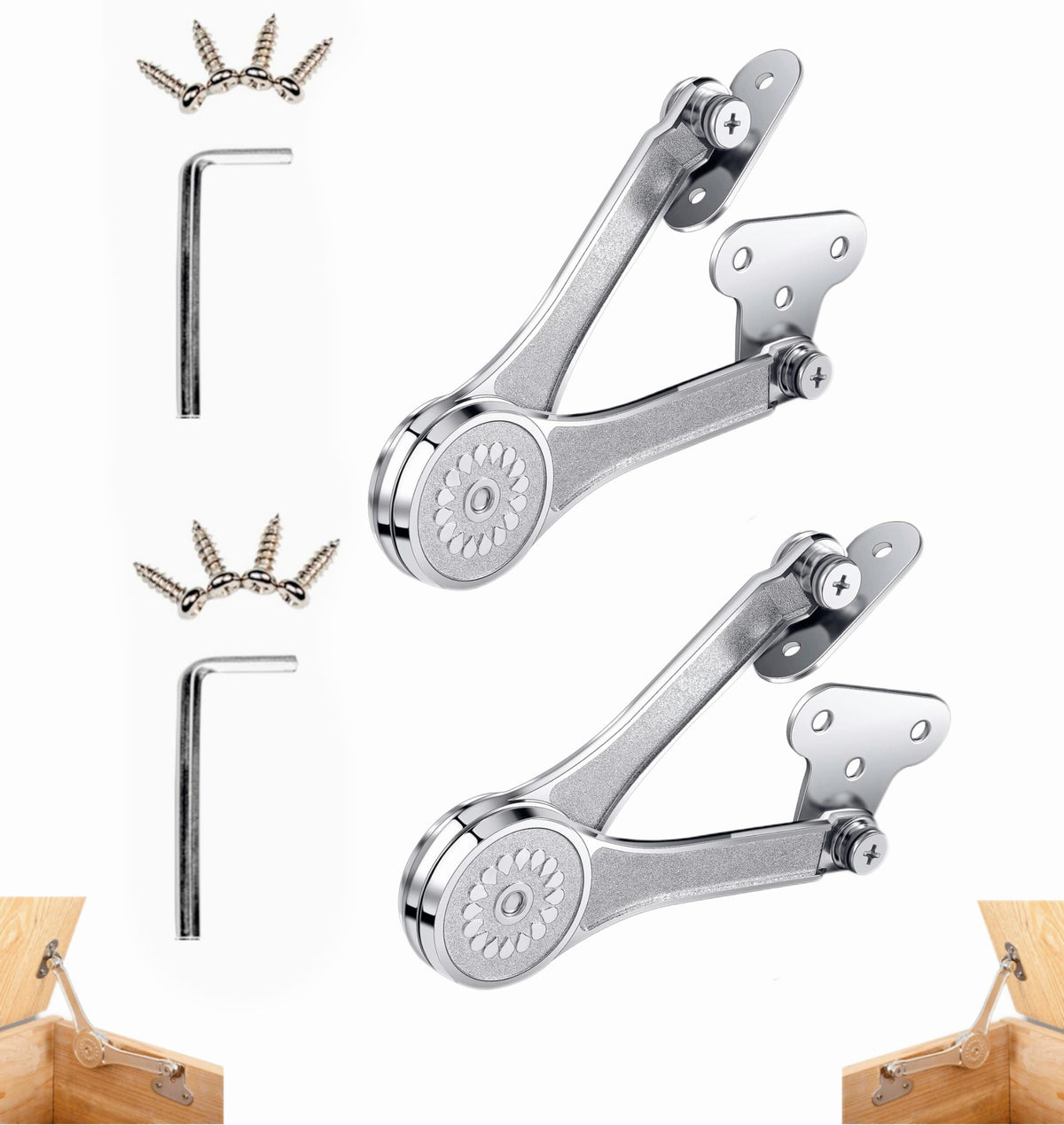 Toy Box Hinges Soft Close - Adjustable Chest Hinges for Wooden - Image 1
