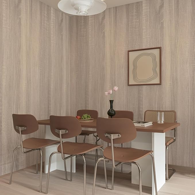 Large Size Wood Contact Paper 48"x354" Light Oak Wood Wallpaper Peel and Stick Faux Wood Contact Paper for Countertops Appliances Furnitrue Self Adhesive Waterproof Removable Wood Vinyl Wrap
