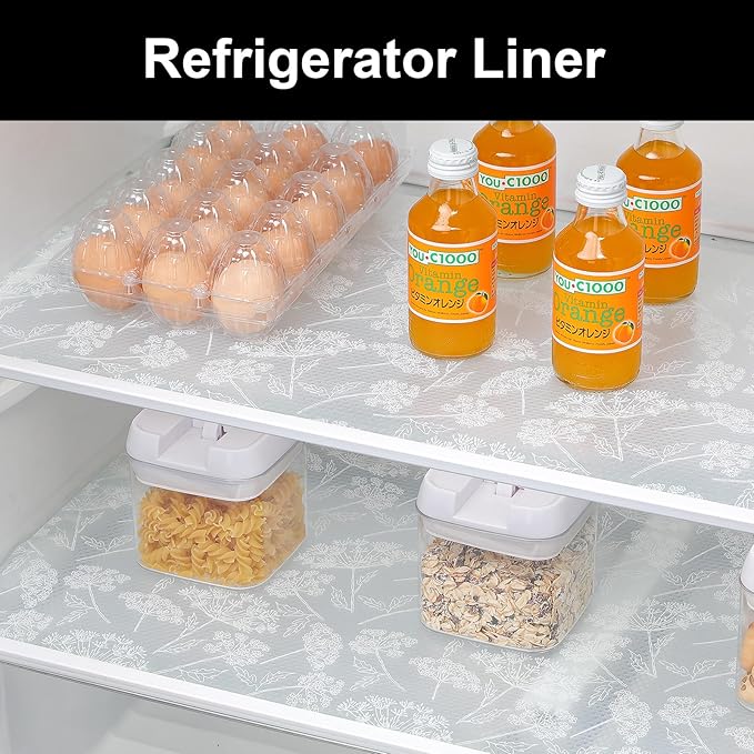 Cooyes Shelf Liners for Kitchen Cabinets, Refrigerator Liners Waterproof & Oil-Proof Kitchen Cupboard Liner Drawer Mats EVA Material Non Adhesive Fridge Liner for Shelves（11.8" W x 360" L）