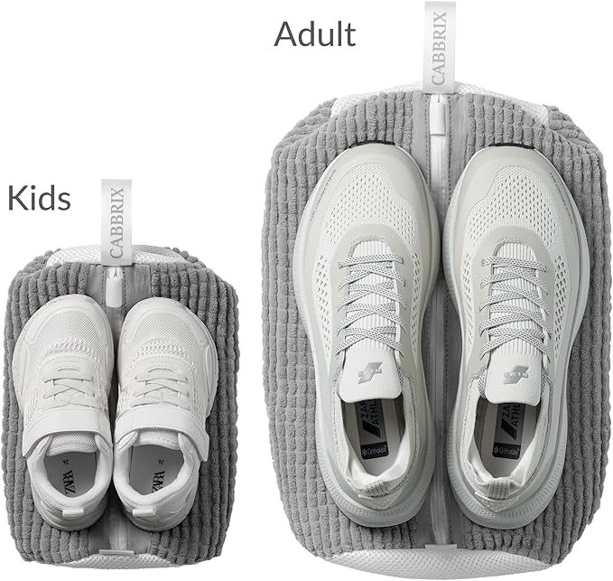 Shoe Washing Machine Bag, 2pcs Cabbirx Laundry Shoe Bag for Washer and Dryer Reusable, 360° Deep Cleaning With Durable Zipper, Washer Balls Include, Large Size for Adult (Gray, Adult)