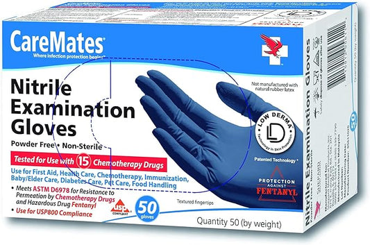 CareMates Nitrile Medical Exam Gloves, Latex Free Rubber, Powder Free, Extra Strong, 4 Mil Thick, Certified for Home Infusion, First Aid, Food Safe, Cleaning Gloves, Large, 300-Count