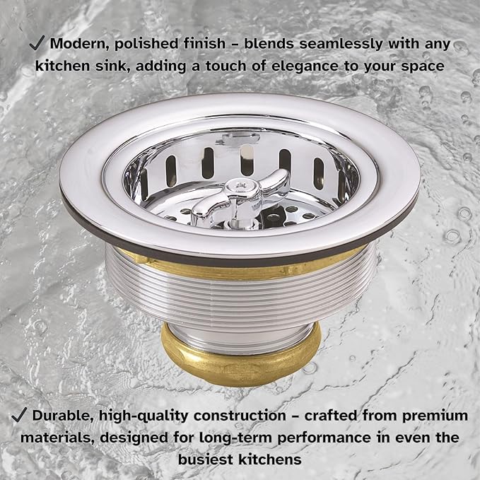 Westbrass R213-26 Wing Nut Style Large Kitchen Basket Strainer, Polished Chrome