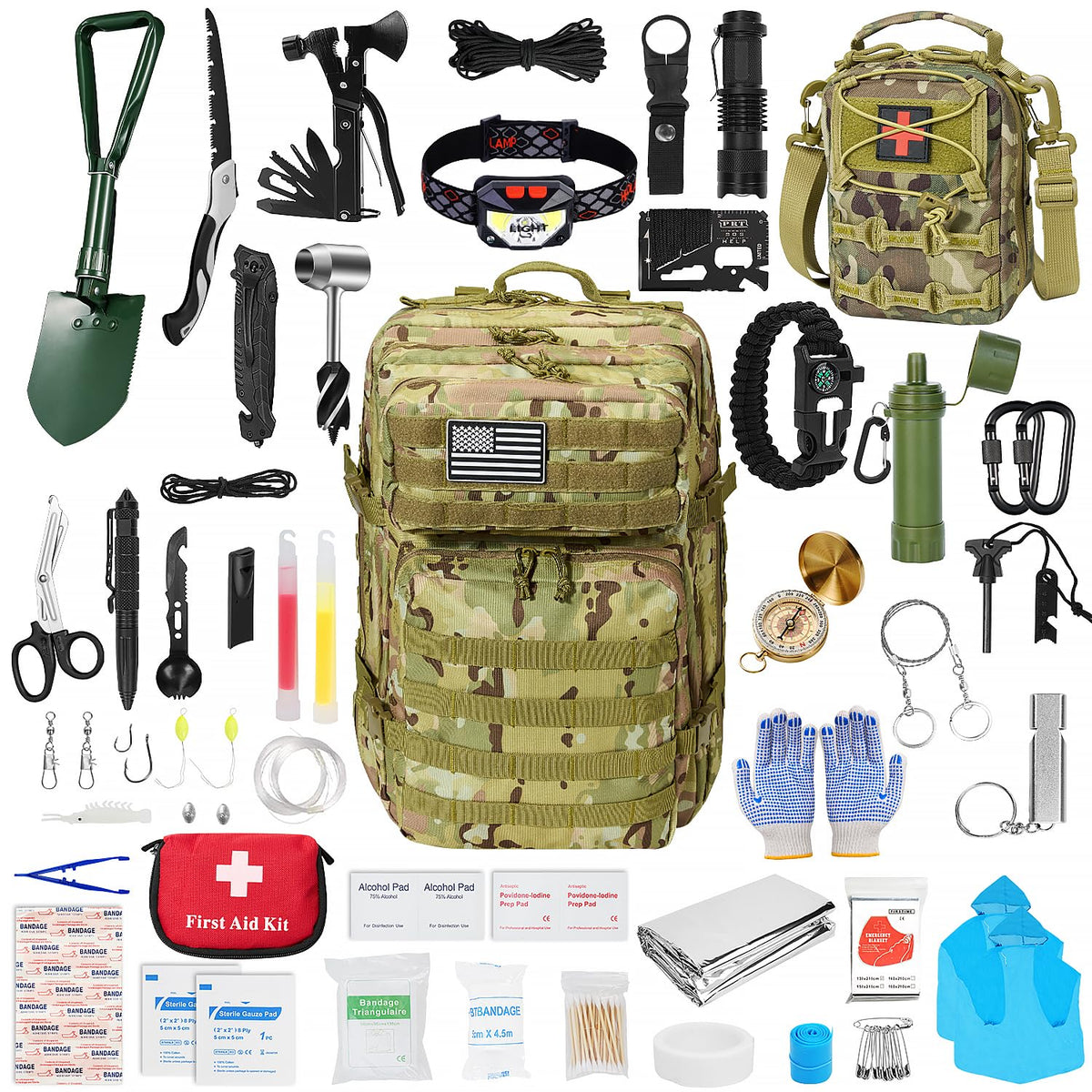 Survival First Aid Kit,99PCS Professional Survival Gear - Image 1