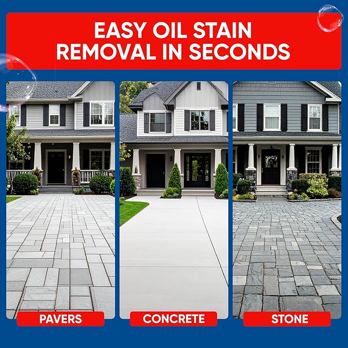 Oil Spots Gone – Concrete Oil Stain Remover Spray and Degreaser for Driveways – Heavy-Duty Oil Remover for Concrete, Pavers, and Stone – Fast Automotive Grease Clean Up, No Scrubbing Needed