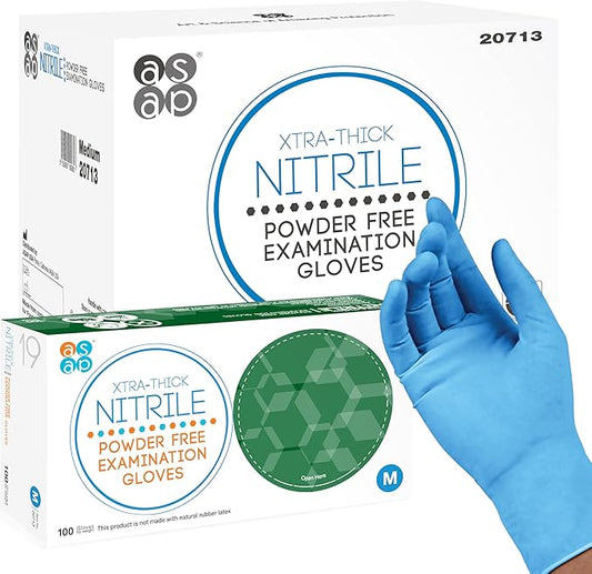ASAP Blue Nitrile Gloves Disposable Latex Free - 4 Mil Powder Free, Food Safe, Kitchen & Medical - Cleaning & Tattoo Supplies