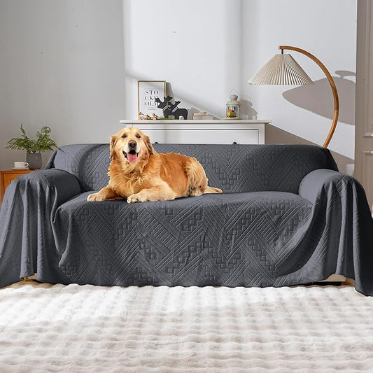 Waterproof Couch Cover, Reversible, Pet-Friendly, Washable and Anti-Slip Sofa Covers for Sofa Protection with 2 Cushions, Ideal Sofa Slipcovers for Dogs and Cats (71×102in/Dark Grey)