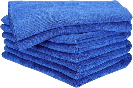 HARFINGTON 4 Pack Microfiber Cleaning Cloth, 71" x 24" Multi-Functional Cleaning Towels Reusable Absorbent Rags for Car Wash Kitchen Household Window Clean, Sapphire Blue