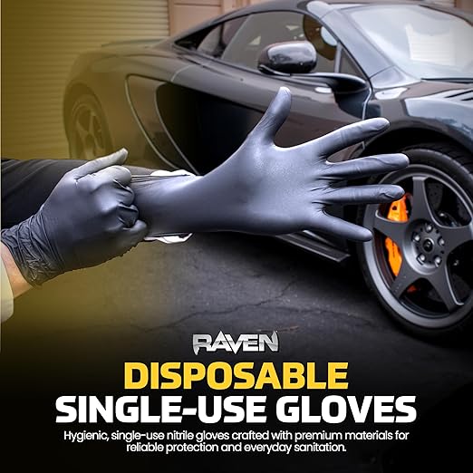 SAS 10 Pack 66519 Raven 7 mil Black Nitrile Disposable Gloves - X-Large (100 Gloves per Box)