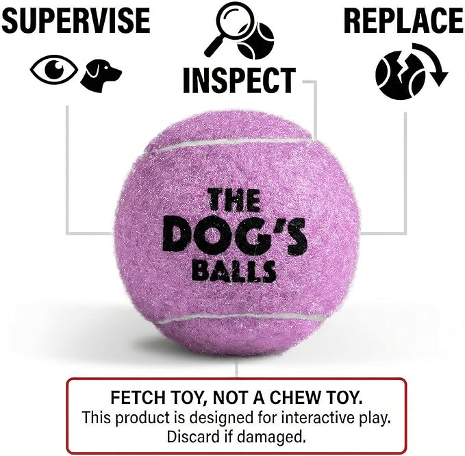 The Little Dog’s Balls Dog Tennis Balls for Small Dogs & Puppies, Lilac, 6-Pack - Non-Abrasive Felt Fetch Balls, Tough Rubber Core, Float in Water