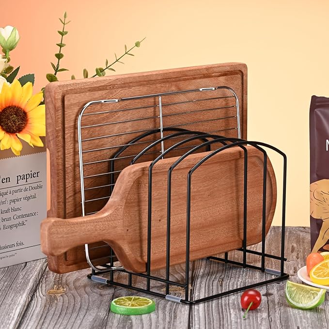 5-Slot Cutting Board Organizer, Bakeware Organizer, and Kitchen Cabinet Organizer for Baking Trays and Cookie Sheets (2pcs 5 Slots for one size)