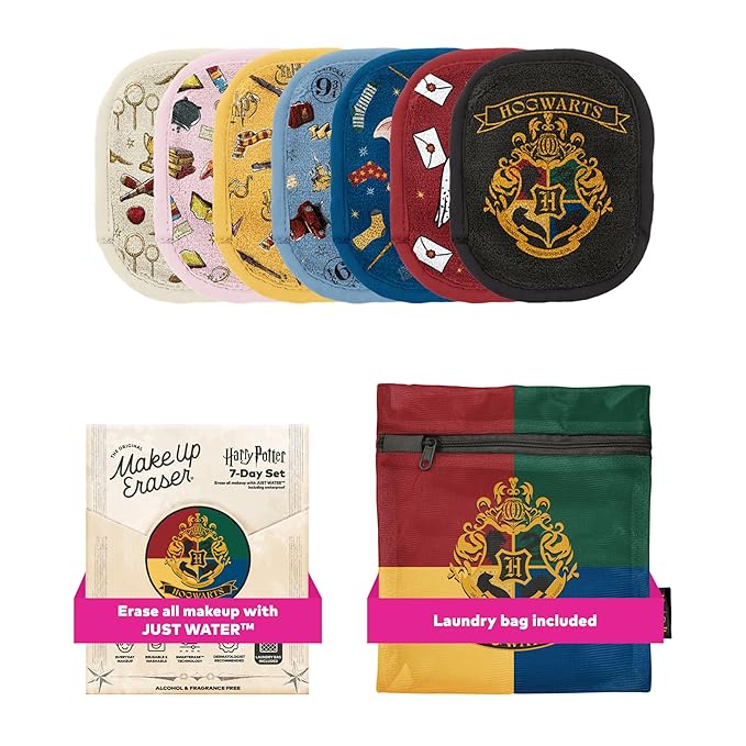 The Original MakeUp Eraser 7-Day Set, Erase All Makeup with Just Water, Including Waterproof Mascara, Eyeliner, Foundation, Lipstick, Sunscreen, and More! Harry Potter, 7ct