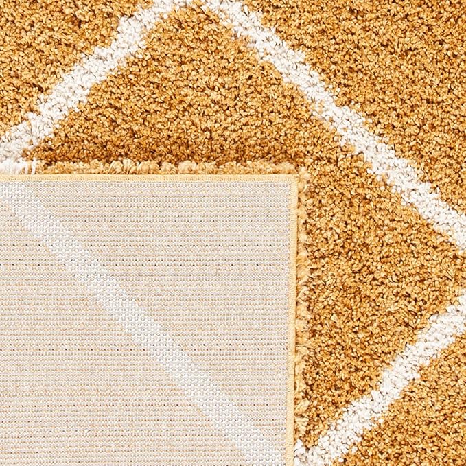 SAFAVIEH Hudson Shag Collection Runner Rug - 2'3" x 8', Gold & Ivory, Non-Shedding, 1.8-inch Thick, Ideal for Living Room, Hallway, Foyer, Bedroom (SGH281F-28)