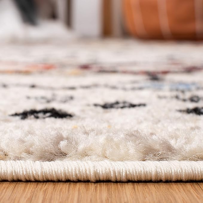 SAFAVIEH Amsterdam Collection X-Large Area Rug - 11' x 15', Ivory & Multi, Moroccan Boho Design, Non-Shedding & Easy Care, Ideal for High Traffic Areas in Living Room, Bedroom (AMS108K)