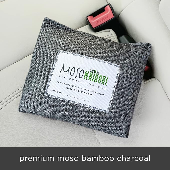 Moso Natural Scent-Free Odor Elimination Clean Car Set (1) Scent-Free Car Air Freshener Spray & (1) Moso Bamboo Charcoal Air Purifying Bag