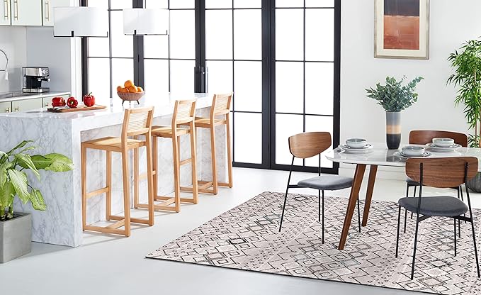 SAFAVIEH Amsterdam Collection X-Large Area Rug - 11' x 15', Light Grey & Brown, Moroccan Boho Design, Non-Shedding & Easy Care, Ideal for High Traffic Areas in Living Room, Bedroom (AMS108F)
