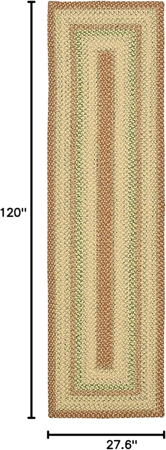 SAFAVIEH Washable Rug Outdoor Braided Collection - 2'3" x 10' Runner, Rust & Multi, Handmade & Reversible, Non-Shedding & Easy to Clean, Ideal for Patio, Backyard, Mudroom (BRD303A)