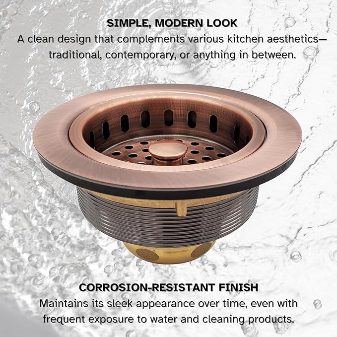Westbrass R214-11 3-1/2-Inch Large Post Style Kitchen Sink Basket Strainer, Antique Copper