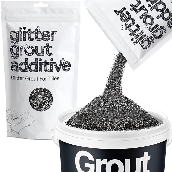 Hemway Black Glitter Grout Additive 100g Metallic Flakes for Adding Sparkle to Kitchen & Bathroom Tiles | Enhance Your Indoor Grouting Projects with a Durable Sparkly Effect