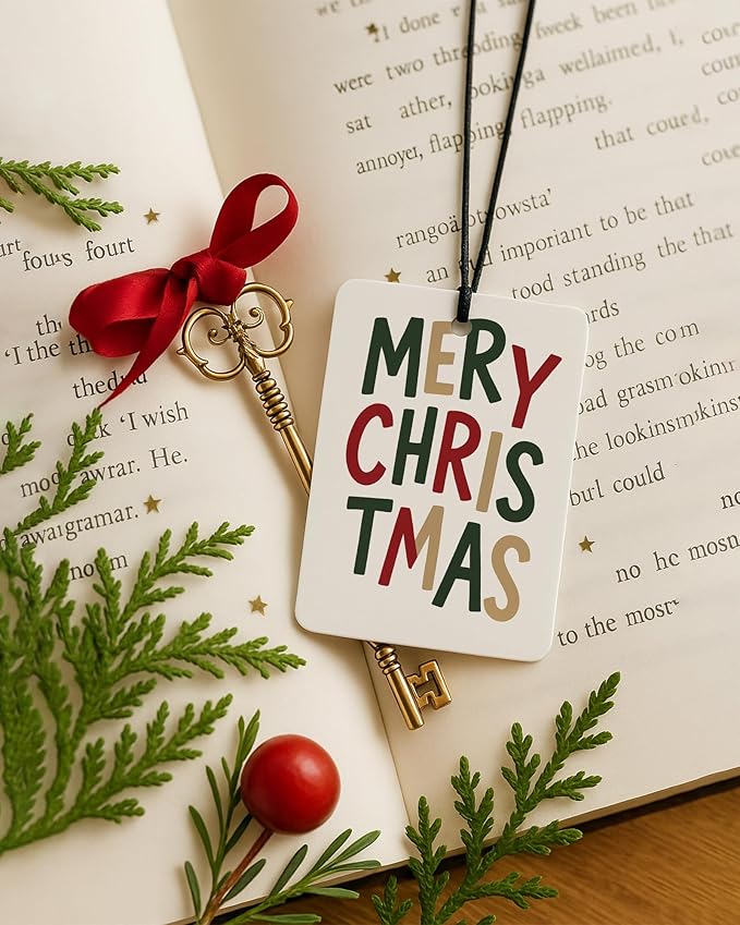 Christmas Berry Car Air Freshener 4 Pcs, Merry Christmas Truck Bauble Ball Checkered Hanging Air Freshener for Cars Closet Drawer Books, Cute Xmas Car Accessories Mirror Decor for Women