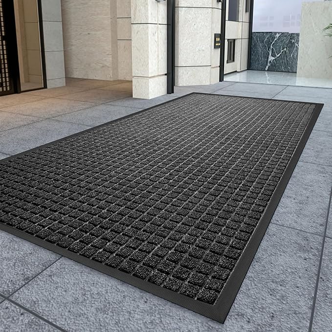 Kuyal Front Door Mat, 3'*5' Door Mat for Inside Outside Entrance,Waterproof Welcome Mats with Non-Slip Backing, Indoor Outdoor Entryway, Commercial Floor Mats, Durable & Easy to Clean, Dark Gray