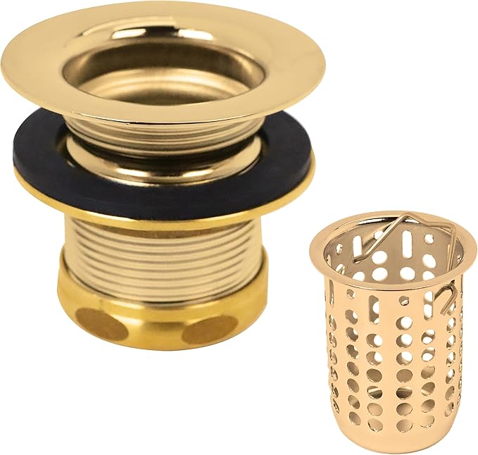 Westbrass Junior Basket Style Bar Sink Strainer, Polished Brass, D218-01