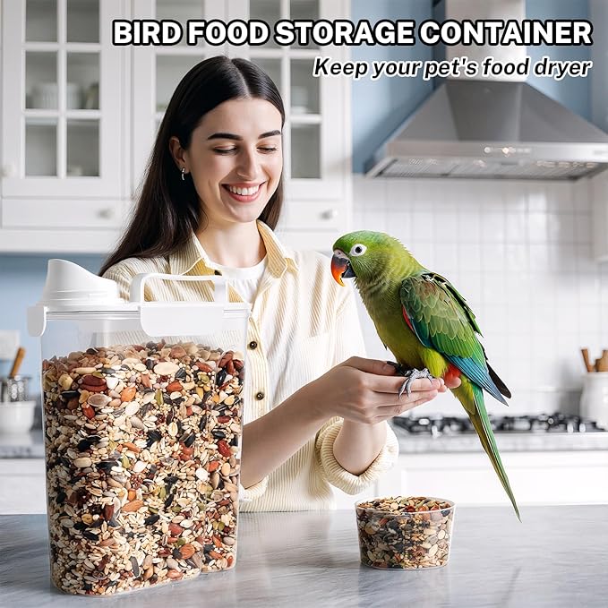 Dog Cat Food Storage Container 5+10 Lbs, Pet Food Container Airtight with Large Spout & Cup, BPA-Free Plastic Food Dispenser for Pet Food, Bird Seed, Rice, Flour-Large 2 Pack